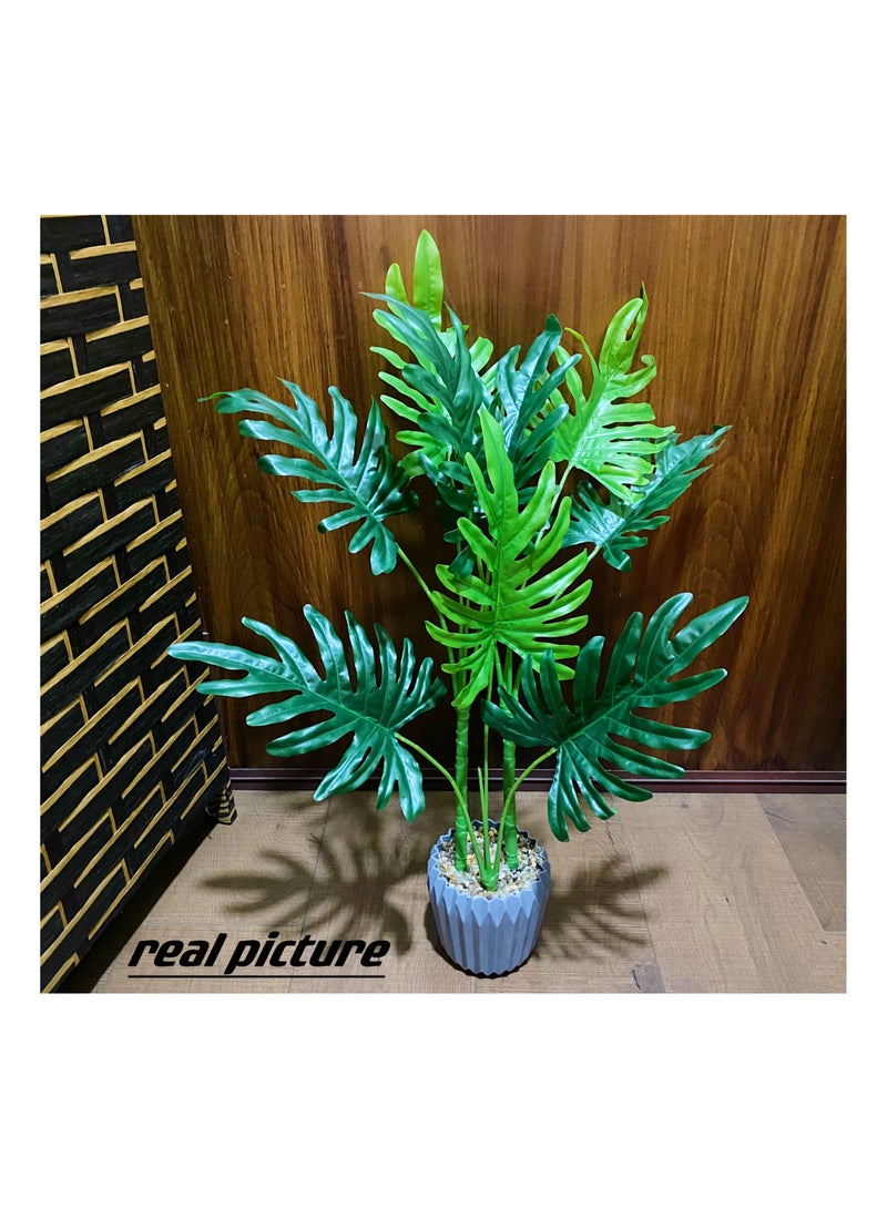 Artificial Plant Rainbow Leaves 70cm Home Decoration Indoor and Outdoor Artificial Large Plant Bonsai Suitable for Modern Office, Living Room, Home Decoration Gifts (with Flower Pots) (Large) - Image 2