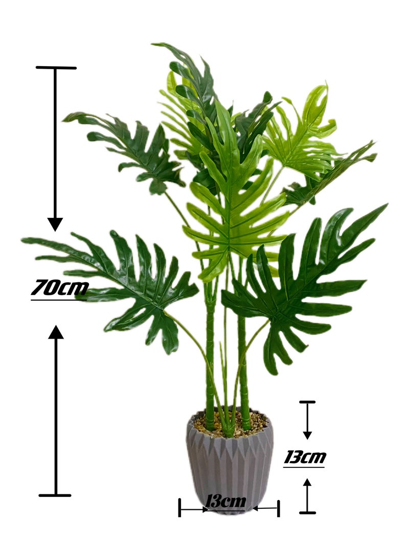 Artificial Plant Rainbow Leaves 70cm Home Decoration Indoor and Outdoor Artificial Large Plant Bonsai Suitable for Modern Office, Living Room, Home Decoration Gifts (with Flower Pots) (Large) - Image 3