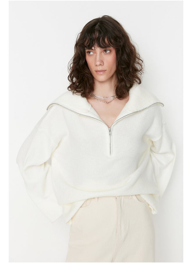trendyol - Sweater - Ecru - Oversize - Image 1