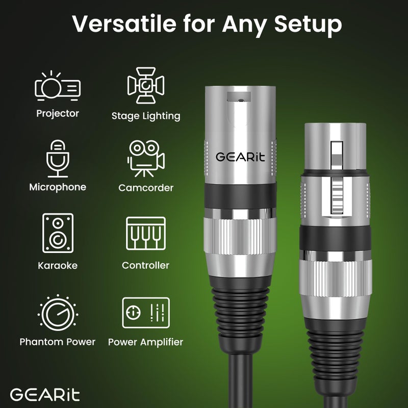 GearIT DMX Stage Lighting Cable (50 Feet, 2-Pack) - DMX Male to Female (XLR Compatible) 3-Pin Balanced Shielded for DJ LED Moving Head Par Light, Mic Mixer, Recording Studio, Podcast - 50ft - Image 3
