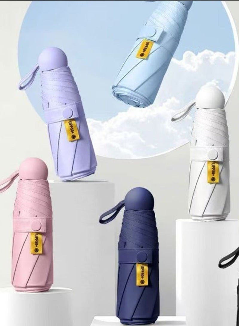 مظلة السفر المظلات المدمجة المحمولة ، جيب ميني للحفظة ، مظلات الأشعة فوق البنفسجية الشمس والمطر الصغيرة لحقيبة الظهر ، مظلة مع حالة طي للأطفال النساء الأزرق - Image 3