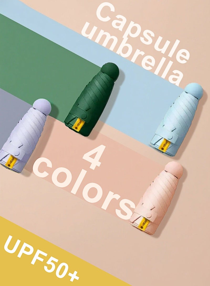 مظلة السفر المظلات المدمجة المحمولة ، جيب ميني للحفظة ، مظلات الأشعة فوق البنفسجية الشمس والمطر الصغيرة لحقيبة الظهر ، مظلة مع حالة طي للأطفال النساء الأزرق - Image 2