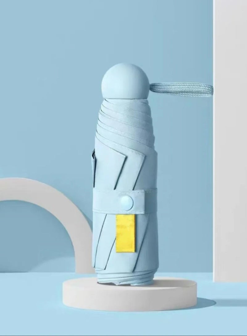 مظلة السفر المظلات المدمجة المحمولة ، جيب ميني للحفظة ، مظلات الأشعة فوق البنفسجية الشمس والمطر الصغيرة لحقيبة الظهر ، مظلة مع حالة طي للأطفال النساء الأزرق - Image 1