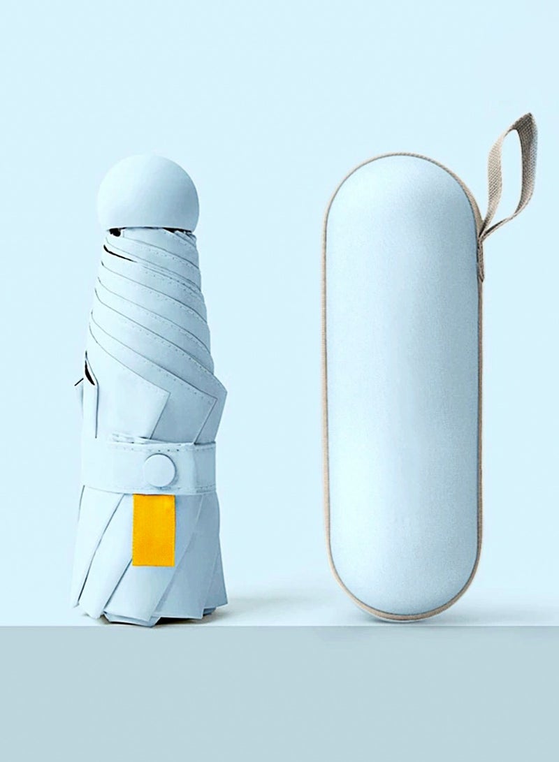 مظلة السفر المظلات المدمجة المحمولة ، جيب ميني للحفظة ، مظلات الأشعة فوق البنفسجية الشمس والمطر الصغيرة لحقيبة الظهر ، مظلة مع حالة طي للأطفال النساء الأزرق - Image 1