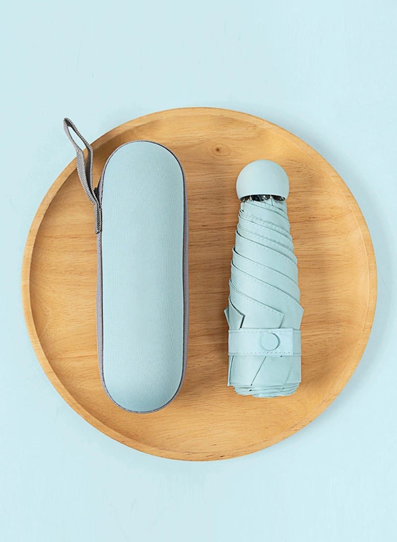 مظلة السفر المظلات المدمجة المحمولة ، جيب ميني للحفظة ، مظلات الأشعة فوق البنفسجية الشمس والمطر الصغيرة لحقيبة الظهر ، مظلة مع حالة طي للأطفال النساء الأزرق - Image 2