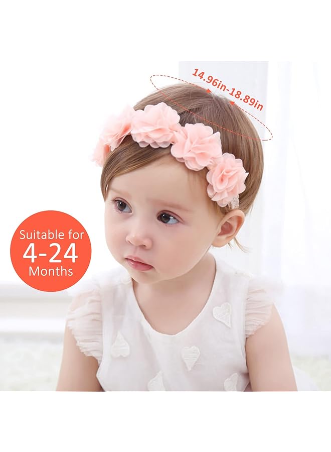 KASTWAVE Flower Crown Baby Headbands 2 Pcs Newborn Floral Birthday Headbands For 4 24 Months - Image 2