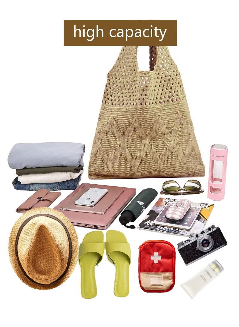Women's Shoulder Bag, Beach Bag, Women's Straw Tote Bag, Knitted Women's Underarm Shoulder Bag, Female Large Capacity Totes Hobo Shopping Handbags Strap Purse - Image 3