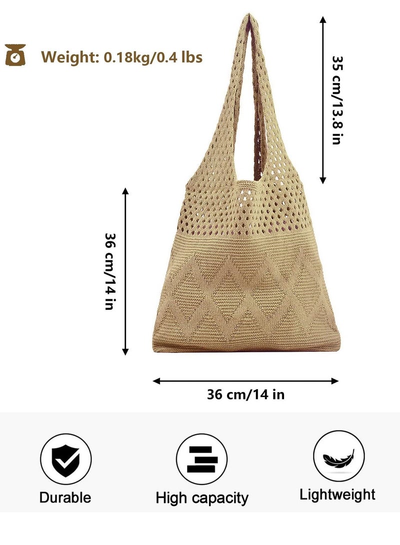 Women's Shoulder Bag, Beach Bag, Women's Straw Tote Bag, Knitted Women's Underarm Shoulder Bag, Female Large Capacity Totes Hobo Shopping Handbags Strap Purse - Image 5