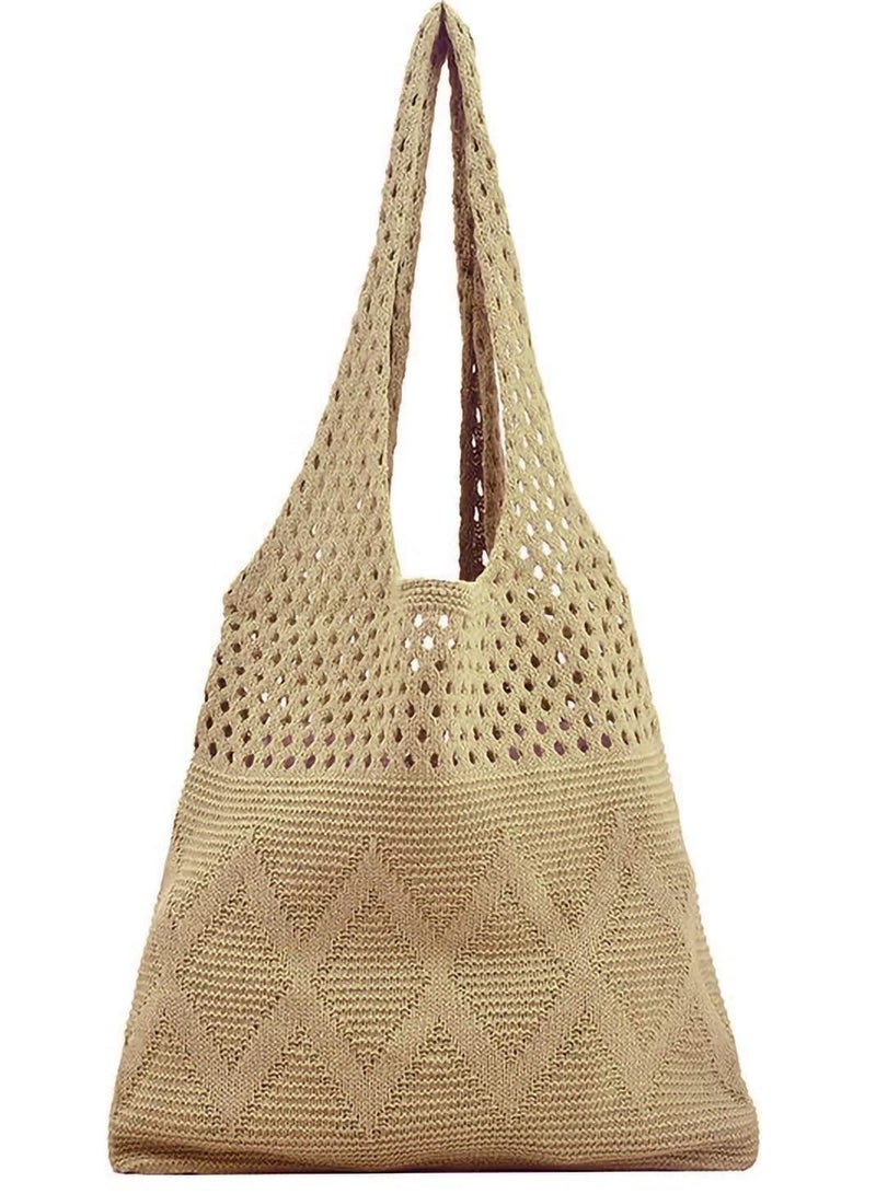 Women's Shoulder Bag, Beach Bag, Women's Straw Tote Bag, Knitted Women's Underarm Shoulder Bag, Female Large Capacity Totes Hobo Shopping Handbags Strap Purse - Image 1