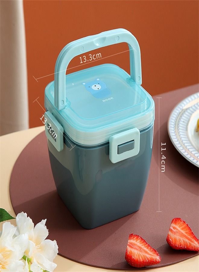 800ML Lovely Four Button Lunch Box Blue