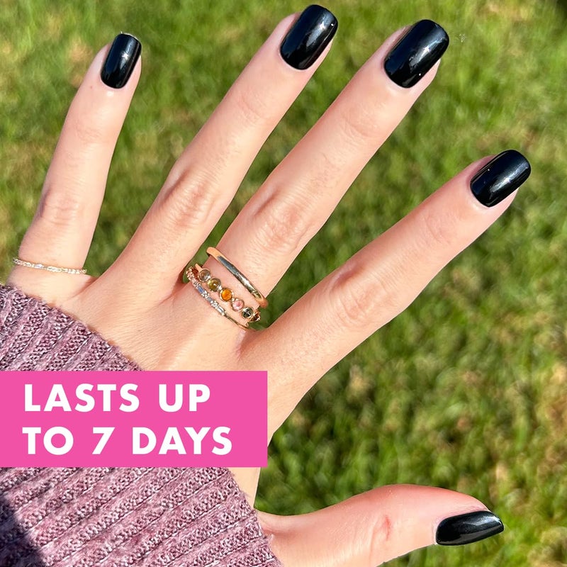 Olive & June Classic Super Stick Mani Press On Nails | No Glue Needed | 32 Tab Nails 16 Sizes | Non-Toxic Tabs Easy On-Off Non-Damaging Realist Look | 7-Day Wear | Extra Short, Squoval | Cateye Black - Image 3