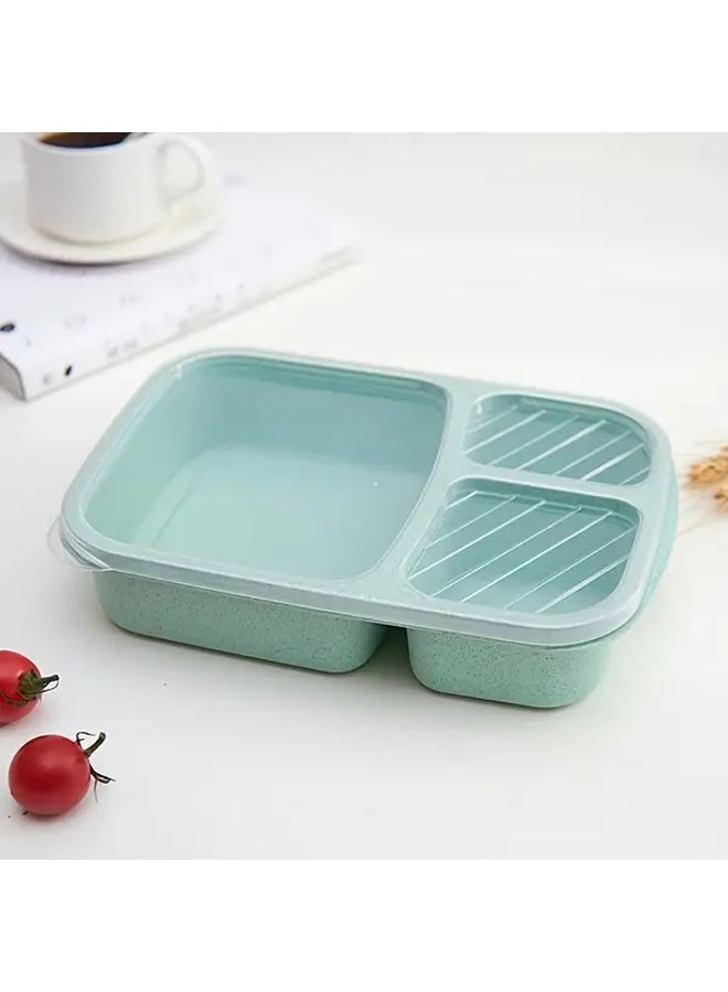 Green Plastic Bento Lunch Box With Dividers And Lid Leakproof Meal Prep - Image 1