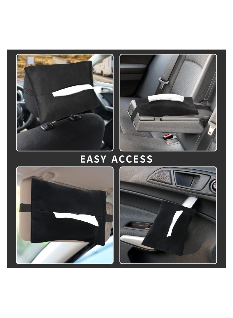 KASTWAVE Car Tissue Holder, Suede Rectangular Car Tissue Box, Car Visor Napkin Holder, Sun Visor Paper Towel Holder for Auto, Ideal for Organization and Daily Use, Black - Image 4