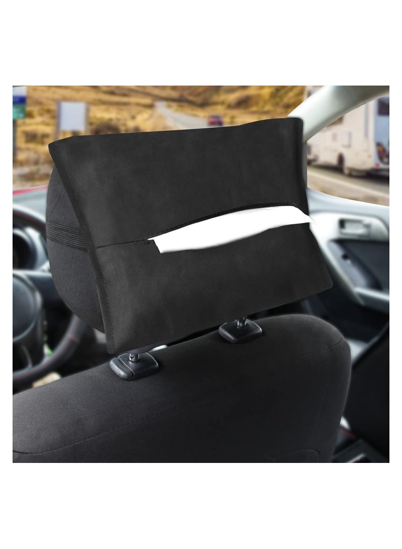 KASTWAVE Car Tissue Holder, Suede Rectangular Car Tissue Box, Car Visor Napkin Holder, Sun Visor Paper Towel Holder for Auto, Ideal for Organization and Daily Use, Black - Image 1