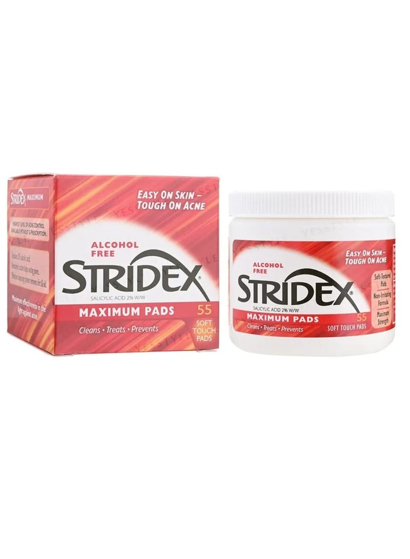 سترايدكس مسحات قطنية ماكسيموم للعناية بحب الشباب من ستريدكس 55 قطعة - Image 2