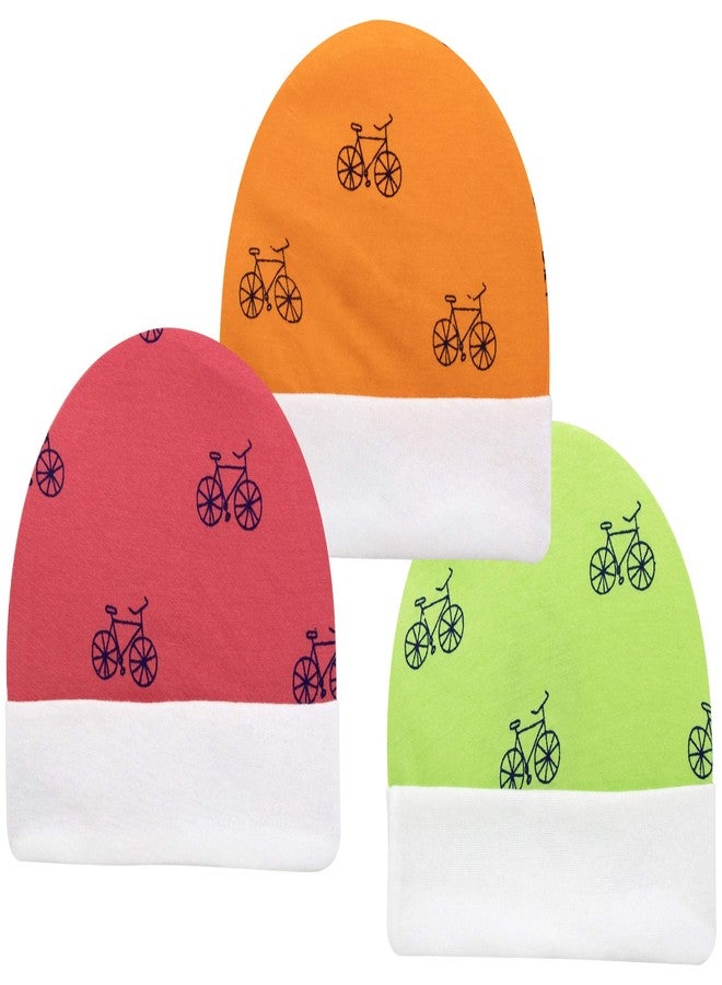 Neska Moda Baby Boys and Girls Pack of 3 Cotton Caps for 3 to 6 Months (Green,Orange,Maroon) - KC184 - Image 3