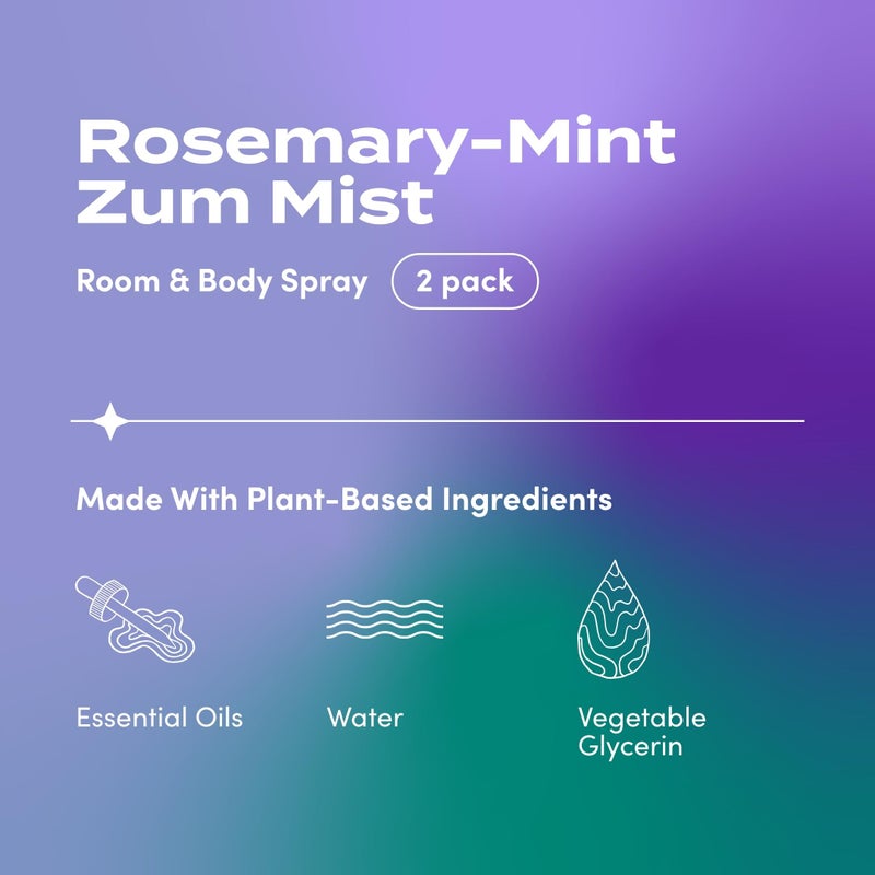 Indigo Wild Zum Mist Room & Body Spray - Aromatherapy Essential Oil Spray - Natural Body Mist & Room Spray - Rosemary-Mint Scent - 4 fl oz (2 Pack) - Image 2