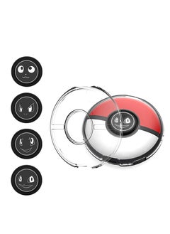 Protective Cover Compatible with Pokemon GO Plus+ Accessories Clear Anti-Drop Crystal Case with 4 Mood Button Pads and Hand Strap