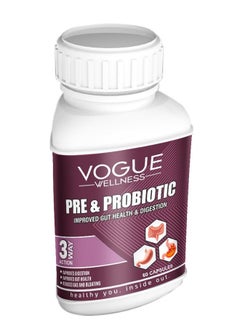Vogue Wellness Prebiotic & Probiotic Gut Health Supplements For Men And Women | Pre & Probiotic Capsules Improve Digestion (Pack Of 1)  - Image 1