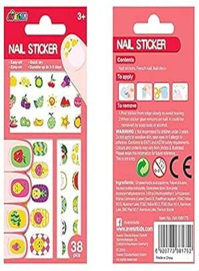 Avenir - Fruit Shaped Nail Stickers - 38 Pieces