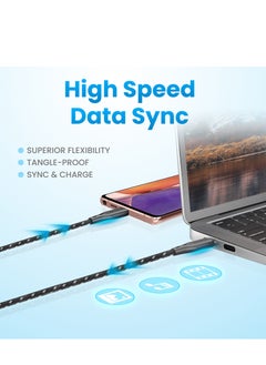 Remson Type C Remson Rapid-Link Nylon Braided Cable Fast Charge & Data Sync 2 Meters Black  - Image 5