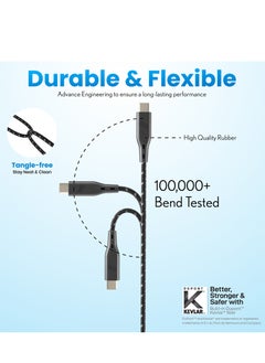 Remson Type C Remson Rapid-Link Nylon Braided Cable Fast Charge & Data Sync 2 Meters Black  - Image 2