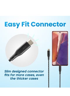 Remson Type C Remson Rapid-Link Nylon Braided Cable Fast Charge & Data Sync 2 Meters Black  - Image 3
