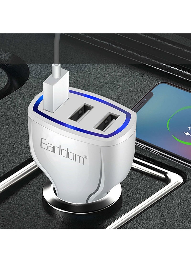 JAJEEK Car Socket Charger 3xUSB, QC3.0 & Type-C Cable – Fast Charging for iPhone, Android, and Devices, White - Image 3