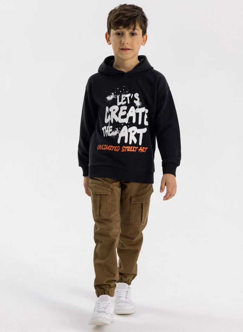 MINOTI Kids Boys  Knitted Cargo Trousers With Drawcord