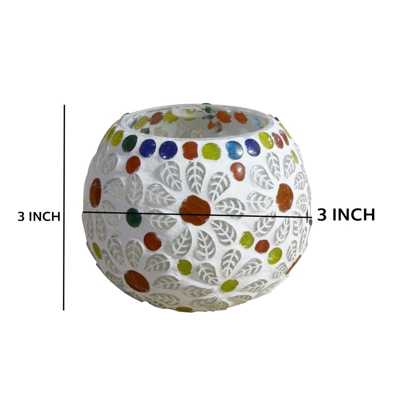 KINORA KINORA Glass Decorative Handcrafted Mosaic Design Fancy TLightCandle Holder for Living Room Table Home Decor Indoor Outdoor Decorations Set of 2  - Image 5