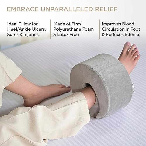 FOVERA Polyurethane Foam Foot Elevator Pillow with Adjustable Hook & Loop,for Heel & Ankle Pressure Ulcers,Sores Or Injuries,Spiral Cut Design,Ideal for Foot,Ankle,Knee Joint,and Leg Injury,Grey - Image 5