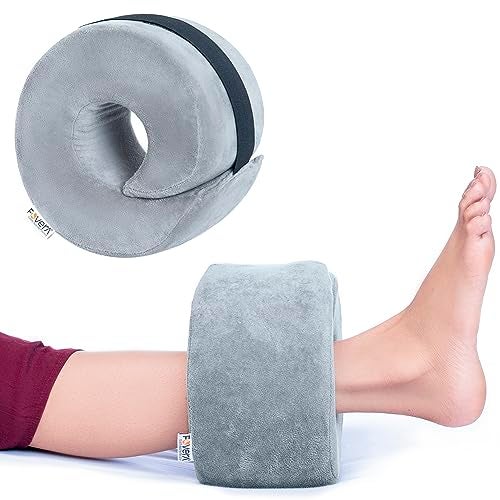 FOVERA Polyurethane Foam Foot Elevator Pillow with Adjustable Hook & Loop,for Heel & Ankle Pressure Ulcers,Sores Or Injuries,Spiral Cut Design,Ideal for Foot,Ankle,Knee Joint,and Leg Injury,Grey - Image 1