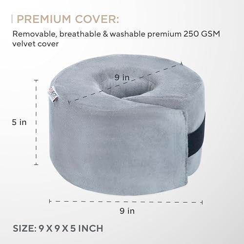 FOVERA Polyurethane Foam Foot Elevator Pillow with Adjustable Hook & Loop,for Heel & Ankle Pressure Ulcers,Sores Or Injuries,Spiral Cut Design,Ideal for Foot,Ankle,Knee Joint,and Leg Injury,Grey - Image 4