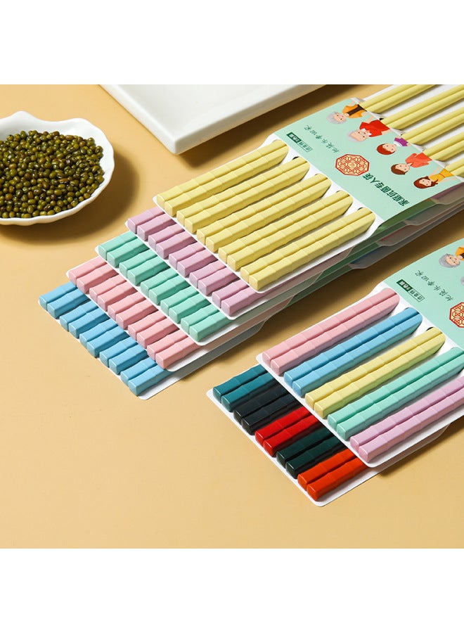Direct Supply Live Broadcast Color Chinese Alloy Chopsticks Household Non-mildew Oblique Non-slip Chopsticks Wholesale-Specifications:Corrugated Colored Nail Chopsticks 5 Pairs One Card  - Image 4