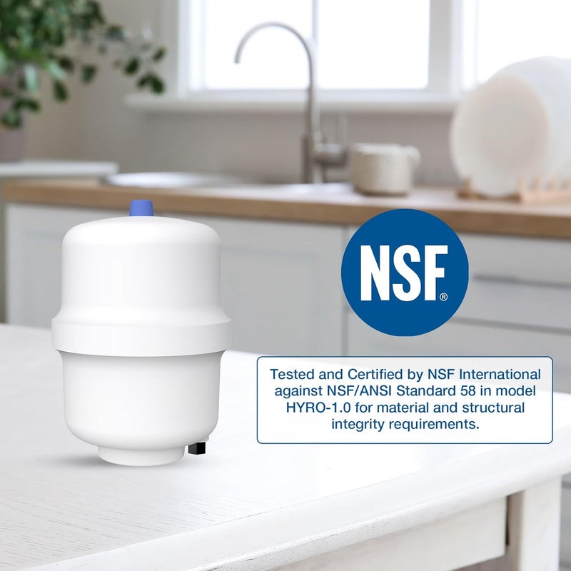 SimPure Small Water Pressure Tank for Tankless Reverse Osmosis System RO Water Storage Tank with Fittings for Refrigerator Ice Maker Suitable for 14 and 38 Water Pipes - Image 3