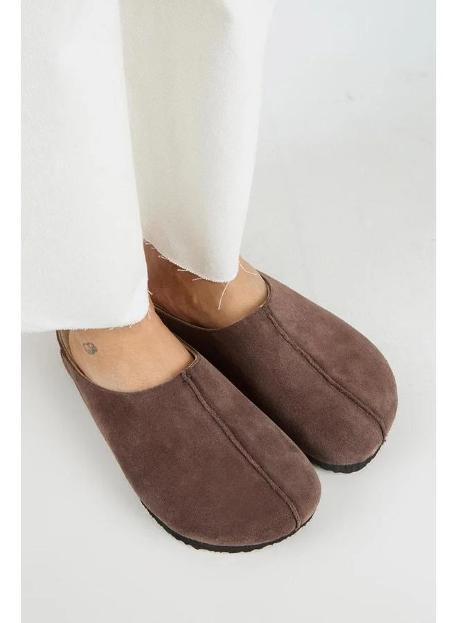 Manijero  Melissa Women's Genuine Leather Front-Stitched Coffee Slipper. for Women | Best Price UAE