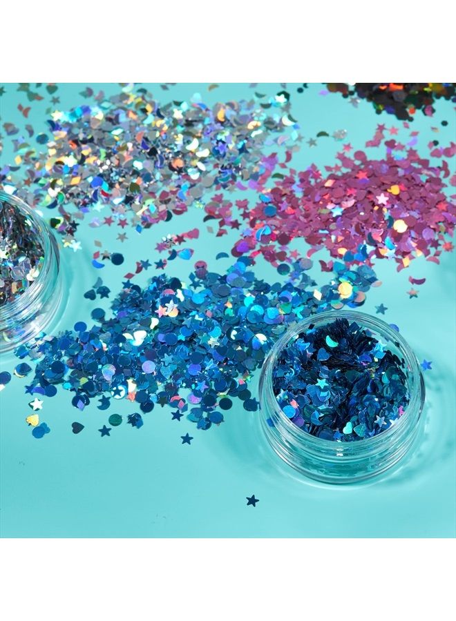 Moon Glitter أشكال جليتر هولوجرافيك من مون جليتر – 100% جليتر تجميلي للوجه والجسم والأظافر والشعر والشفتين - 0.10 أونصة - مجموعة من 5 ألوان - Image 3