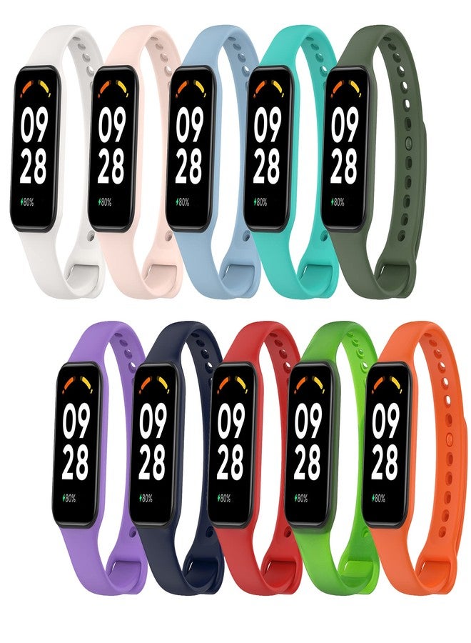 Lemspum 10 Packs Sport Silicone Wrist Bands Compatible with Xiaomi Redmi Band 2 Replacement Accessories Strap Waterproof One Size 5.5"-8.7" - Image 1