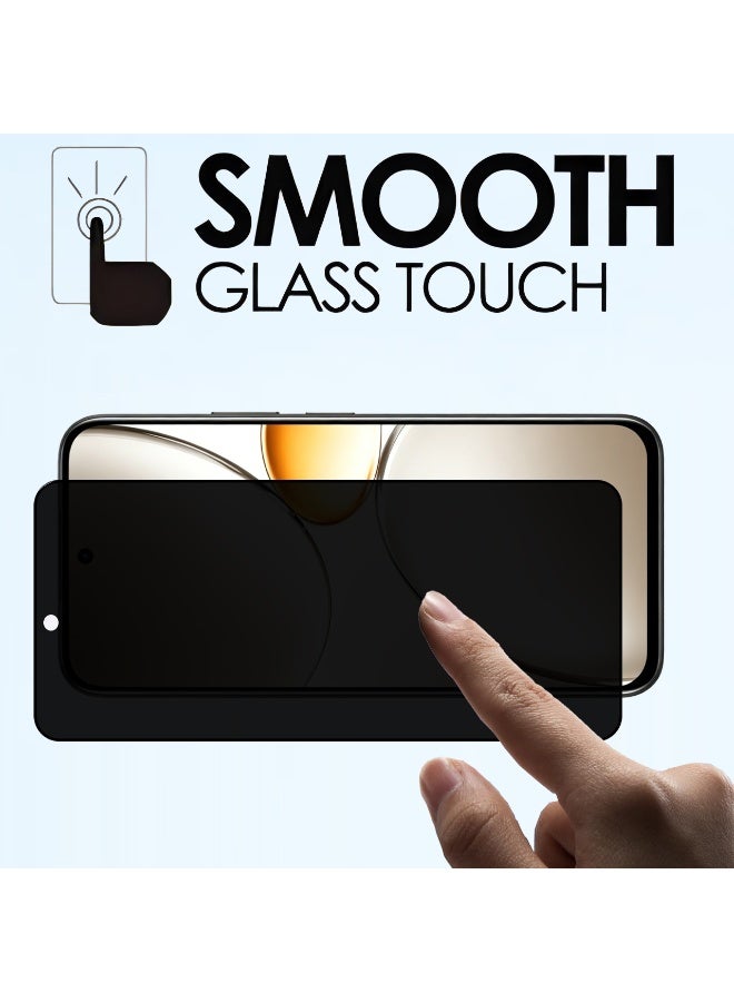 Yunpy [1+1 Packs] for realme C85 4G/5G Privacy Tempered Glass Screen Protector with Camera Lens Film, 9H Hardness HD Clear Anti-Scratch Anti-Fingerprint Bubble-Free Case Friendly Screen Protector - Image 4