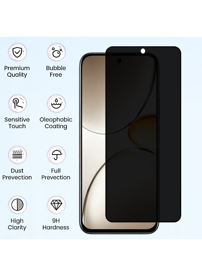 Yunpy [1+1 Packs] for realme C85 4G/5G Privacy Tempered Glass Screen Protector with Camera Lens Film, 9H Hardness HD Clear Anti-Scratch Anti-Fingerprint Bubble-Free Case Friendly Screen Protector - Image 3
