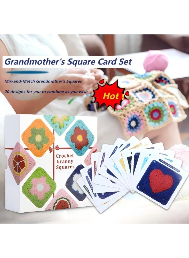 Crochet Granny Squares Cards Deck:20 Mix and Match Designs,Knitting Patterns - Image 4
