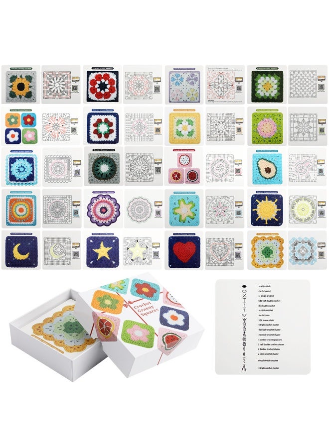 Crochet Granny Squares Cards Deck:20 Mix and Match Designs,Knitting Patterns - Image 1