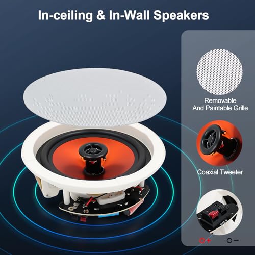 STUDIOFINIX 6.5 Inch Bluetooth Ceiling Speakers,300 Watt Max Power Output for Indoor Kichten,Living Room,Study Room,Basement,and Covered Patio - Image 4