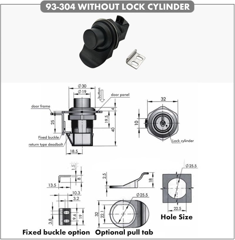 Jadeshay Button Latch Durable and Versatile Push Button Latch Replacement for Boat Door Glove Box 93304 Smooth Locking Easy Installation Sleek and Black Practical Design - Image 3