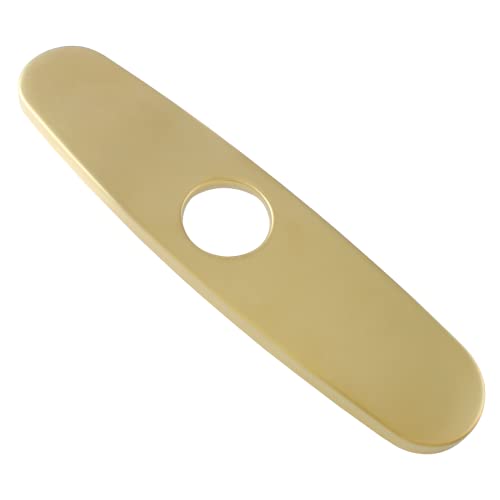 Bivethoi Sink Faucet Cover Plate 10 Inch Deck Plate, Brushed Gold Escutcheon Plate Stainless Steel Faucet Cover, Vanity Hole Cover Plate for 1 or 3 Hole Bathroom Sink Kitchen Faucet - Image 1