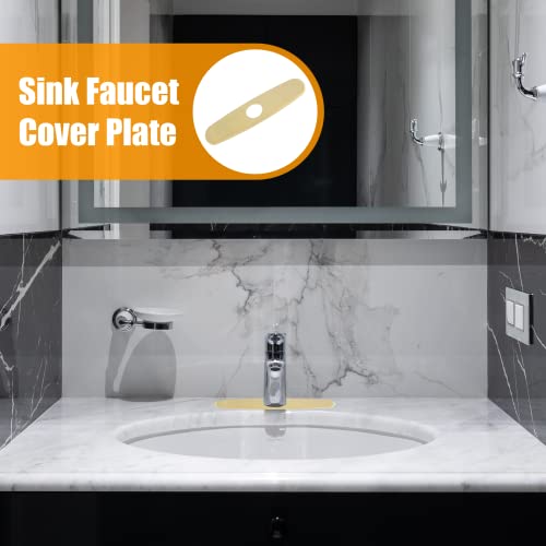 Bivethoi Sink Faucet Cover Plate 10 Inch Deck Plate, Brushed Gold Escutcheon Plate Stainless Steel Faucet Cover, Vanity Hole Cover Plate for 1 or 3 Hole Bathroom Sink Kitchen Faucet - Image 2