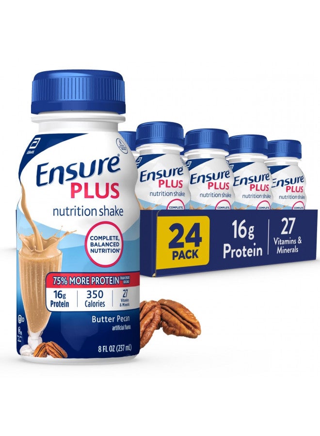 Ensure Ensure Plus Nutrition Shake with 16 grams of protein, Meal Replacement Shakes, Butter Pecan, 8 Fl Oz (Pack of 24) - Image 1
