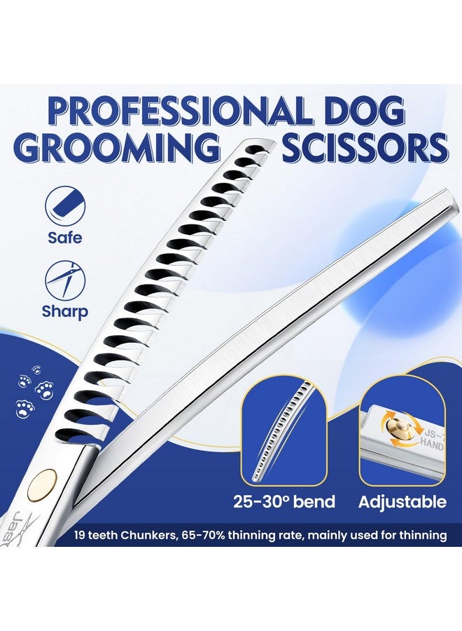 جيسون مقص جيسون المنحني ذو القطع الكبيرة، مقاس 7.5 بوصة، للعناية بالكلاب، 19 سنًا، مقص احترافي ذو قطع كبيرة لأسفل بمقبض متماثل، حاد ومريح - Image 2