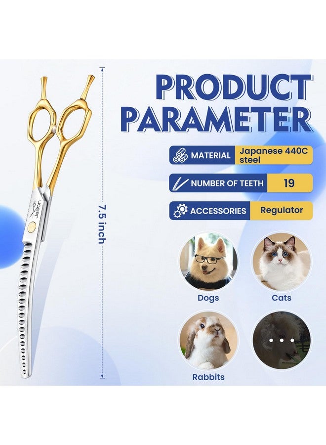 جيسون مقص جيسون المنحني ذو القطع الكبيرة، مقاس 7.5 بوصة، للعناية بالكلاب، 19 سنًا، مقص احترافي ذو قطع كبيرة لأسفل بمقبض متماثل، حاد ومريح - Image 3
