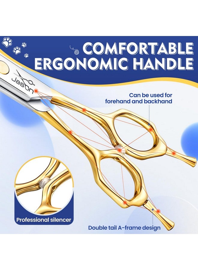 جيسون مقص جيسون المنحني ذو القطع الكبيرة، مقاس 7.5 بوصة، للعناية بالكلاب، 19 سنًا، مقص احترافي ذو قطع كبيرة لأسفل بمقبض متماثل، حاد ومريح - Image 5